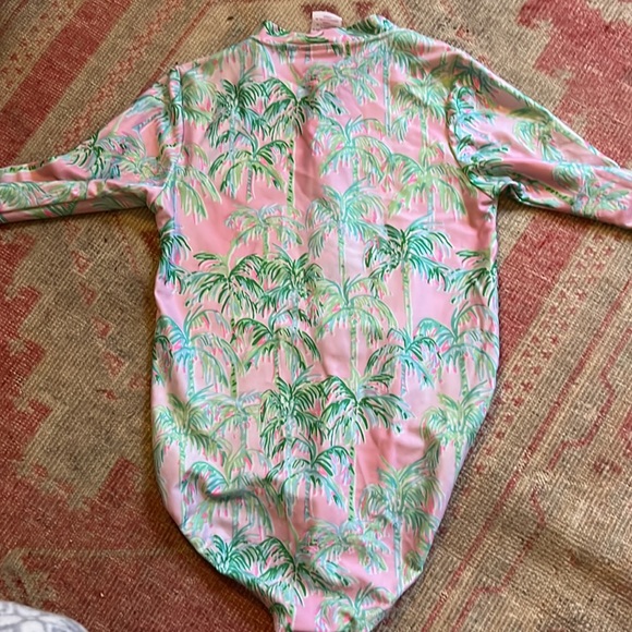 Tommy Bahama pink and green palm tree one piece swimsuit. Size 10-12. - Picture 2 of 4